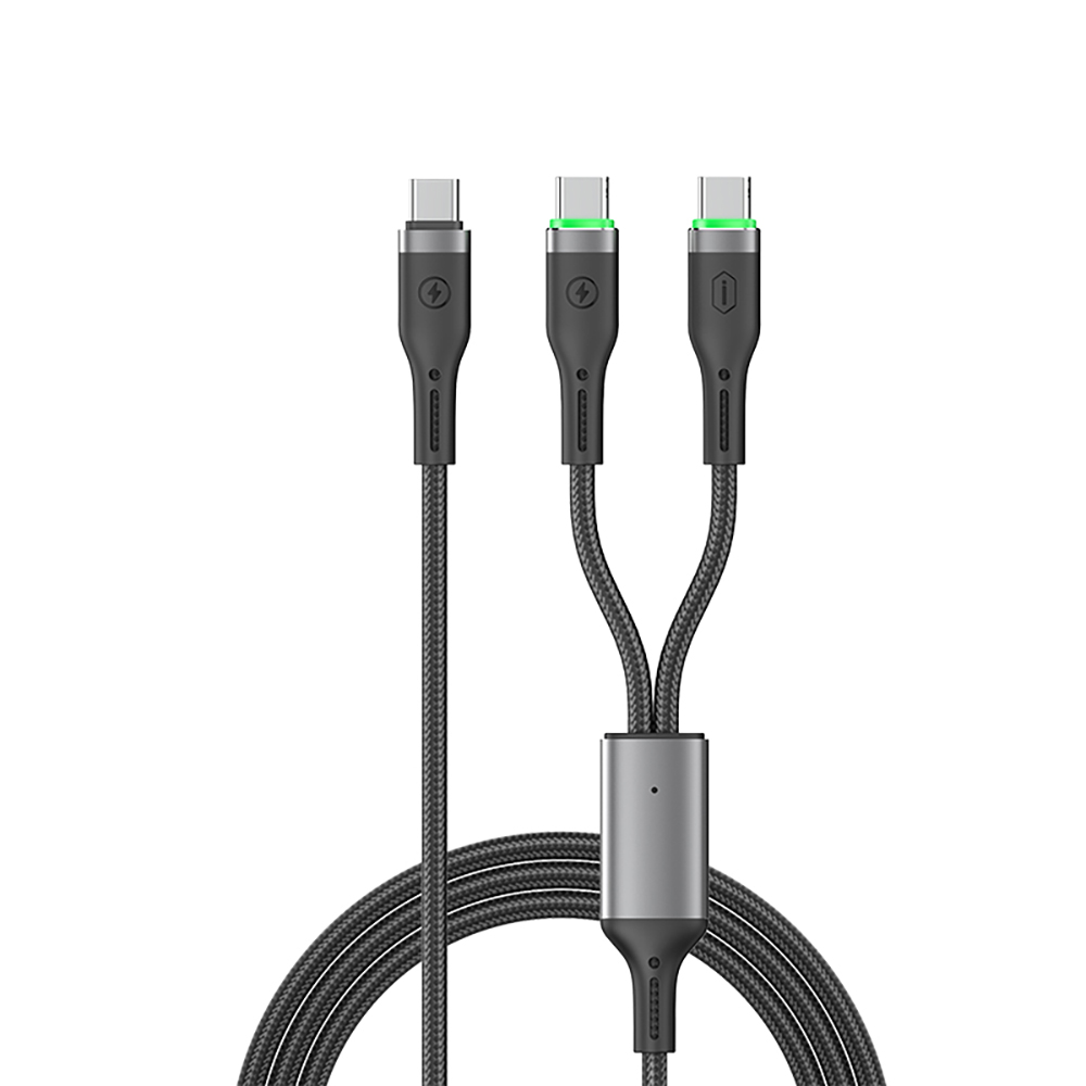 WiWU 100W OringLink Nylon Braided Cable C-C+C 1.2M